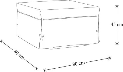 Pouf letto brandina pieghevole 80x80cm BIN con tessuto PANNA