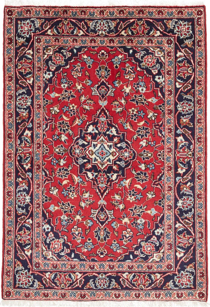 Kashan Tappeto 150x100 Rosso (Iran) Annodato A Mano