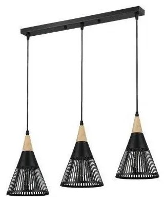 Lampadario a sospensione con filo HIRA 3xE27/60W/230V nero
