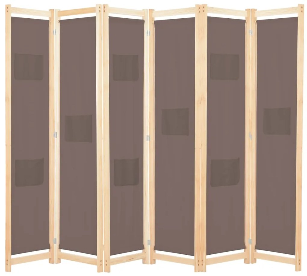 Divisorio A 6 Pannelli Marrone 240x170x4 Cm İn Tessuto /
