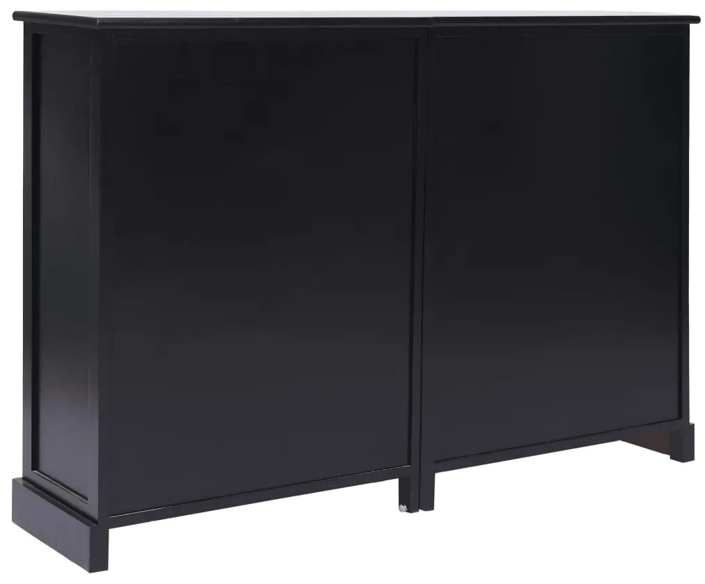 Credenza con 10 Cassetti Nera 113x30x79 cm in Legno