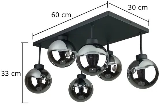 Lampadario a plafone DEA 6xE14/60W/230V nero/fumé nero