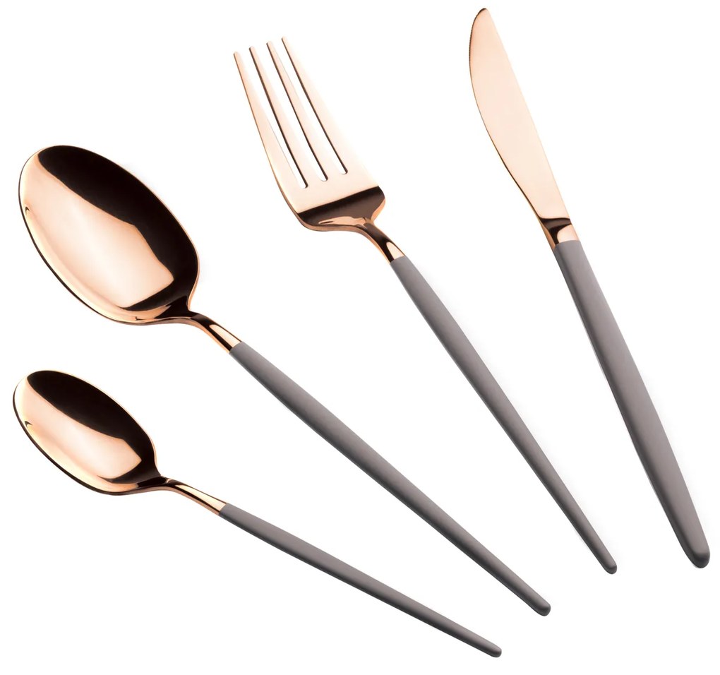 Set 24 posate rosa gold manico taupe Berlinger Haus