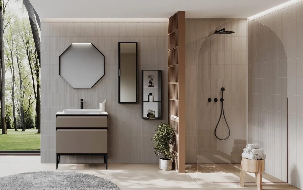 Piedino mobili da bagno (componibile) Yumi in acciaio nero H 4 cm