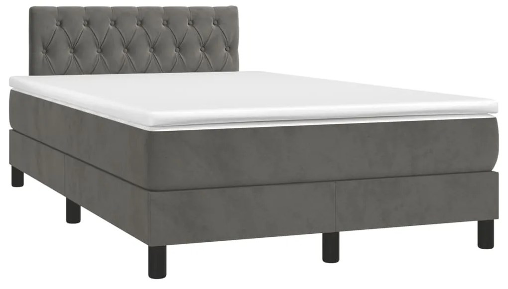 Giroletto a molle con materasso grigio scuro 120x200 cm velluto