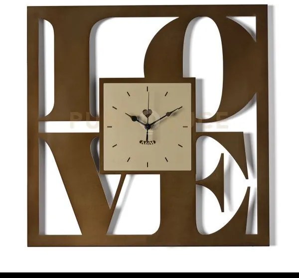 Orologio da parete di design love caramello industrial/miele in fer...