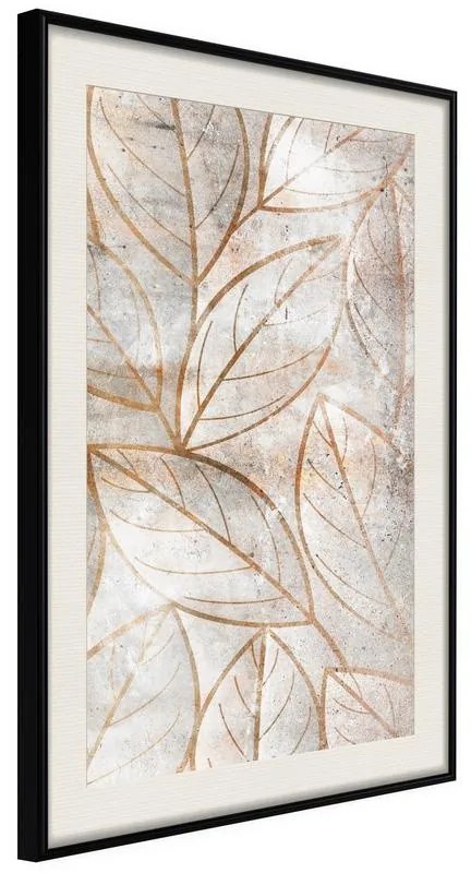 Poster  Copper Leaves  Cornice Quadri Cornice nera con pass-partout, Larghezza x Altezza Home decor 20x30