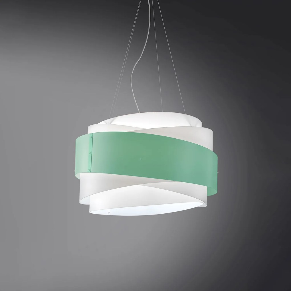 Lampadario Moderno Bea Polilux ® Verde Pastello E Metallo Cromo 5 Luci E27