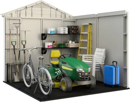 Casetta Da Giardino In Resina 256,5x255x243H Cm Factor 8x8 Beige Keter Con Mensole