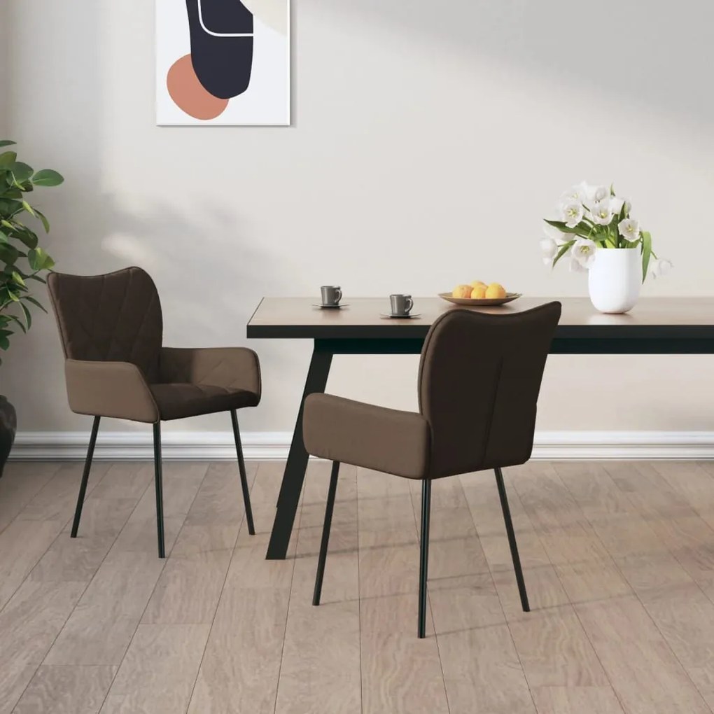 Sedie Da Pranzo 2 Pz Tortora İn Tessuto /