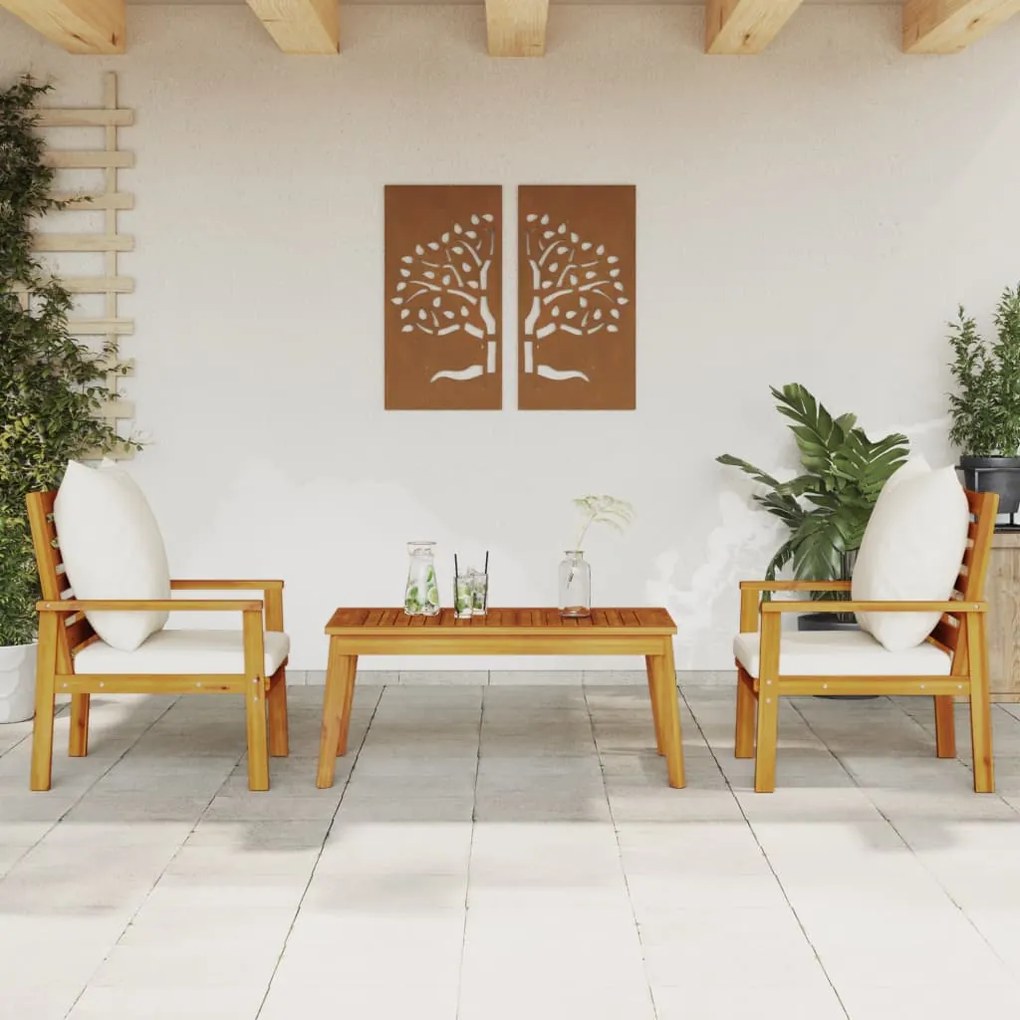 Set Mobili Da Giardino 3pz Con Cuscini Legno Massello Di Acacia /