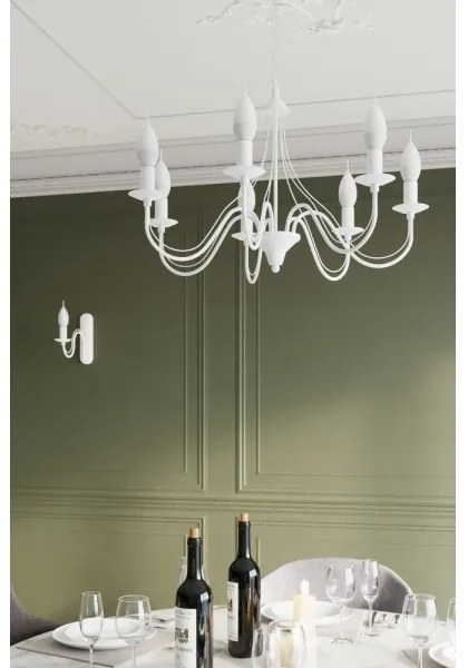 Lampadario a sospensione con catena MINERWA 7 7xE14/40W/230V bianco