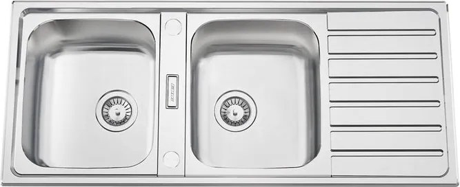 Lavello semincasso 2 vasche in inox argento RODI Urban 116 L 116 x L 50 cm, reversibile