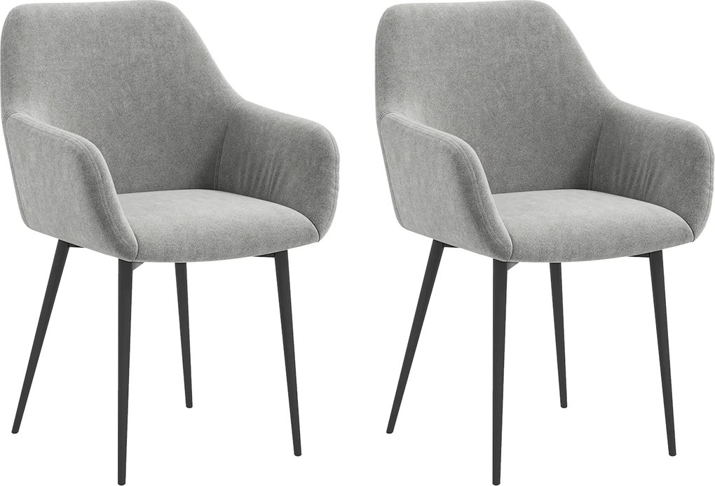 Set 2 Sedie Imbottite Stile Nordico 54x57x80 cm Tessuto Effetto Velluto Grigio Scuro...
