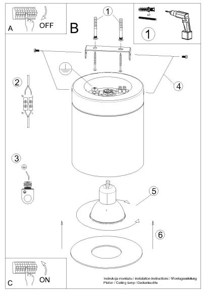 Sollux SL.1349 - Faretto RIF 1xGU10/10W/230V diametro 12 cm nero
