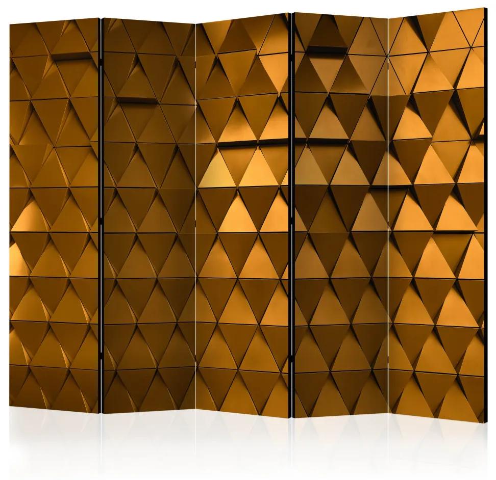 Paravento Armatura d'oro II (5-parti) - sfondo geometrico a triangoli brillanti