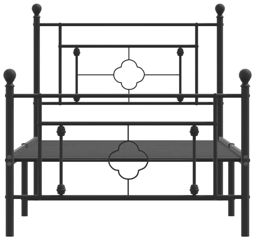 Giroletto con Testiera e Pediera Metallo Nero 90x200 cm