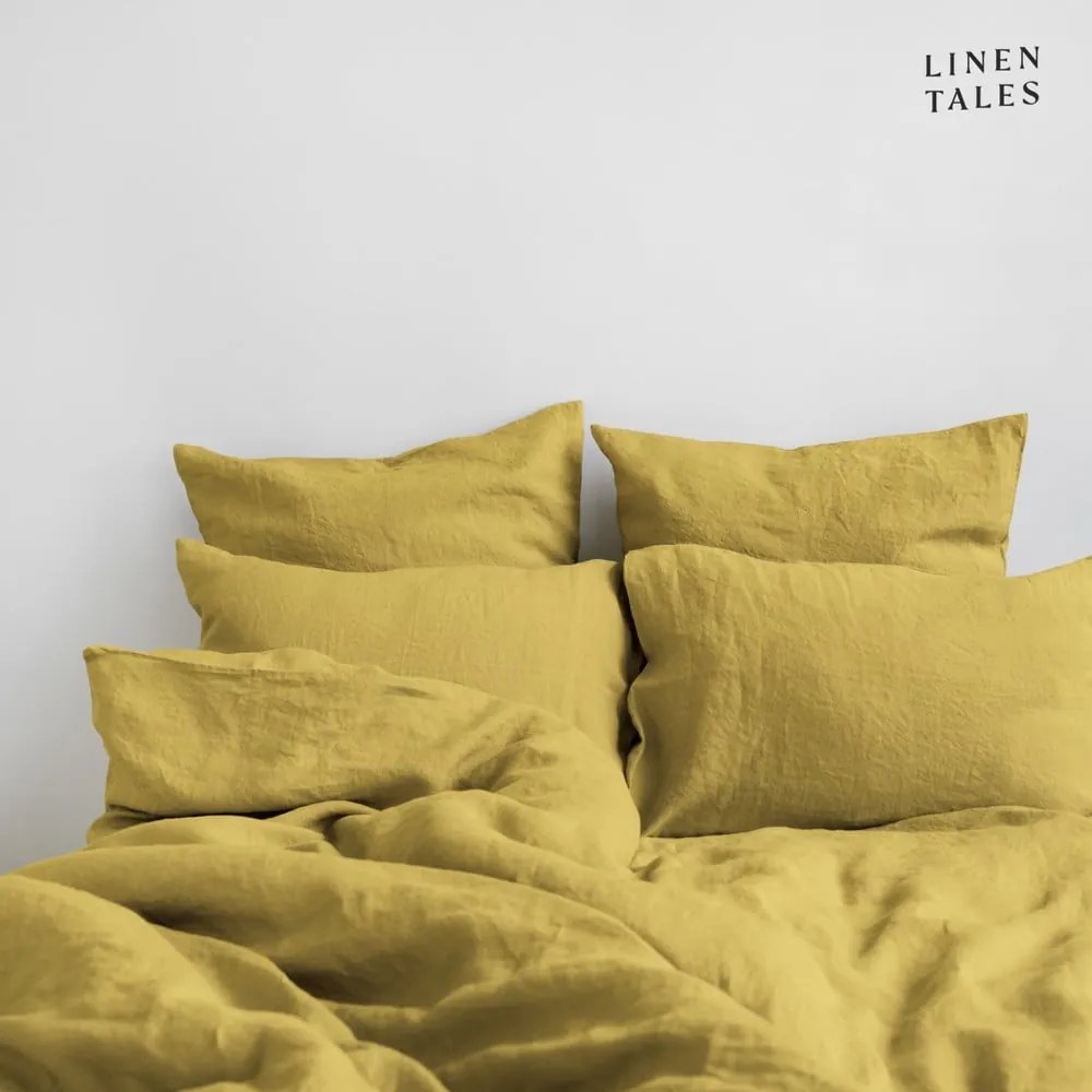 Biancheria gialla per letto matrimoniale 200x200 cm Lemon Curry - Linen Tales