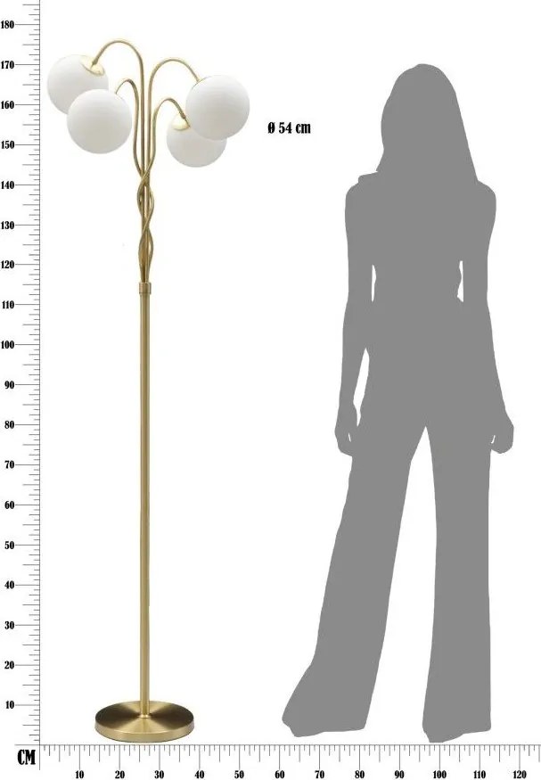 Lampada da terra bianca/dorata con paralume in vetro (altezza totale 176 cm) Glamy – Mauro Ferretti