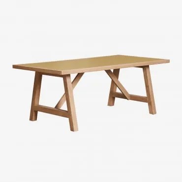Tavolo Da Giardino Rettangolare 200x100 Cm In Legno Di Acacia E Piastrelle Dubai Giallo Ottone & Acacia Rustica Marrone - Sklum