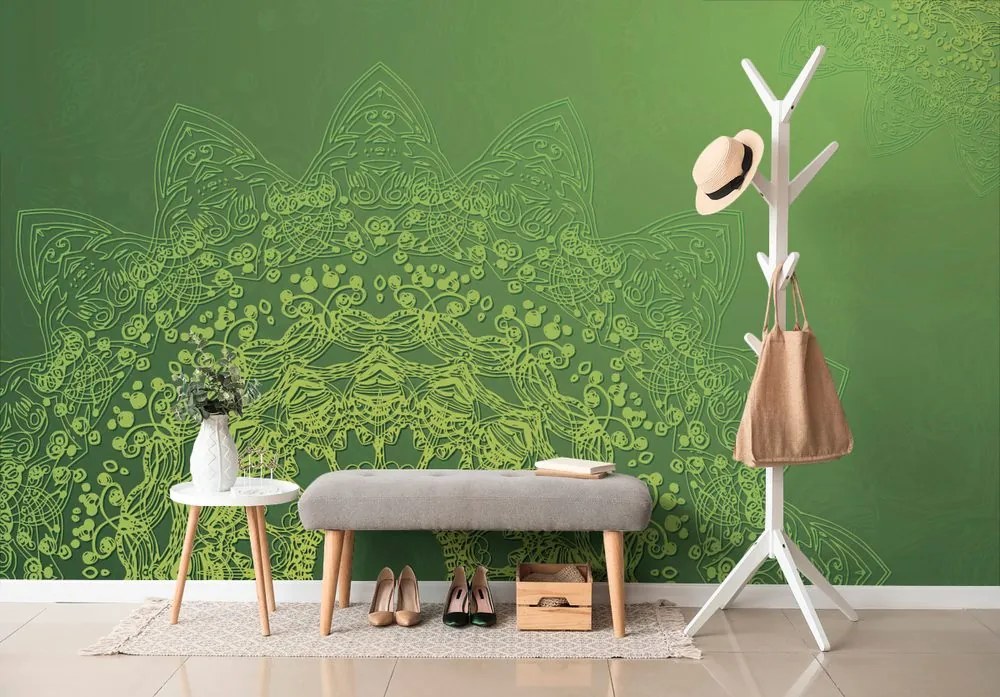 Carta da parati – Elementi moderni di Mandala in verde