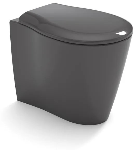 Vaso WC filomuro OLYMPIA CERAMICA soft grigio, sedile incluso P 55 x L 36 x H 42 cm grigio / argento lucido