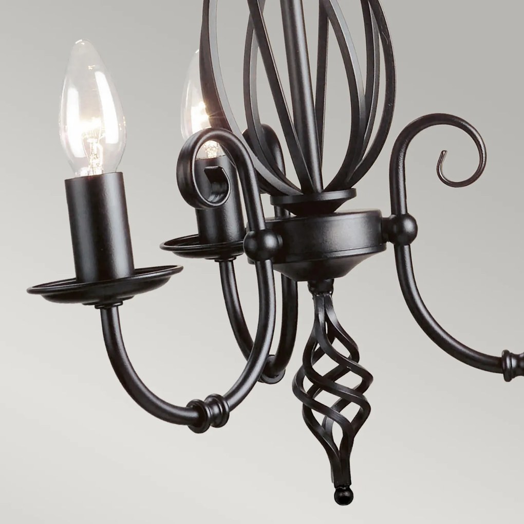 Lampadario Classico Artisan Acciaio Nero 3 Luci E14