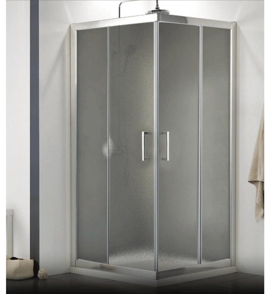 Box Doccia Angolare Scorrevole 80x120 Korzilius "Light 200" Cromo Lucido/Vetro Stampato