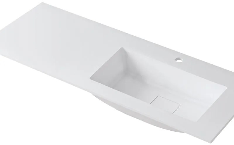 Lavabo a incasso rettangolare vasca a destra L 120.5 x H 15 x P 46 cm in resina bianco opaco