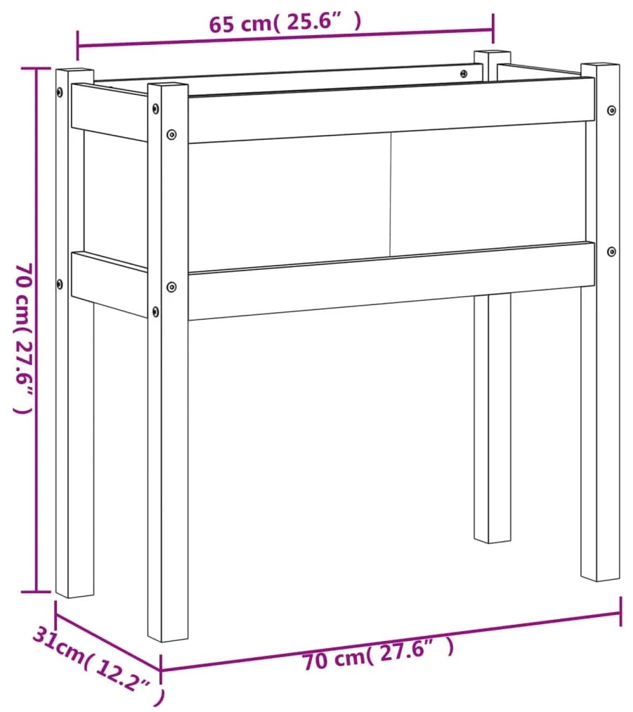 Fioriera da Giardino con Gambe Bianca 70x31x70 cm Massello Pino