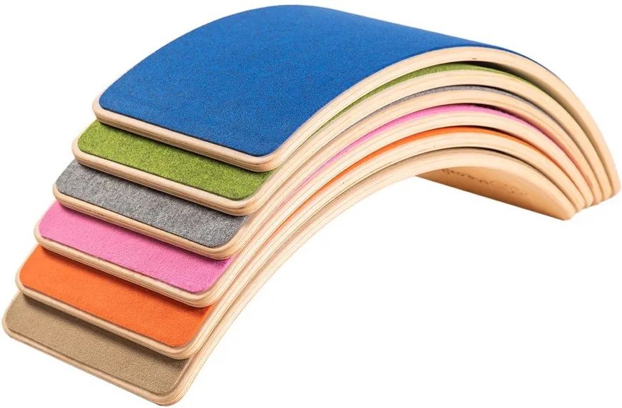 Tavola di equilibrio montessori grigia/di colore naturale in pino massiccio 80x30x18 cm Montessori – Meowbaby