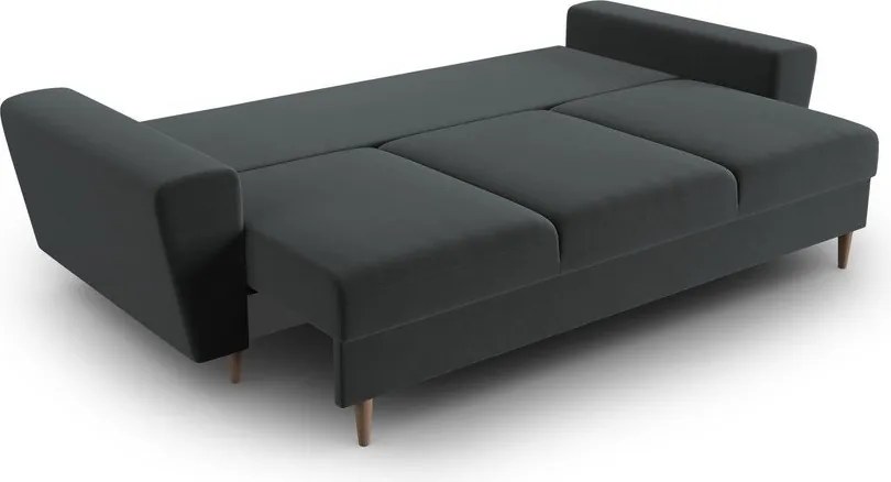 Divano grigio scuro allungabile e con contenitore con rivestimento in velluto 235 cm Kyoto – Cosmopolitan Design