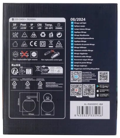 Aigostar - LED RGBW Applique dimmerabile MESH Smart LED/8W/230V + +TC