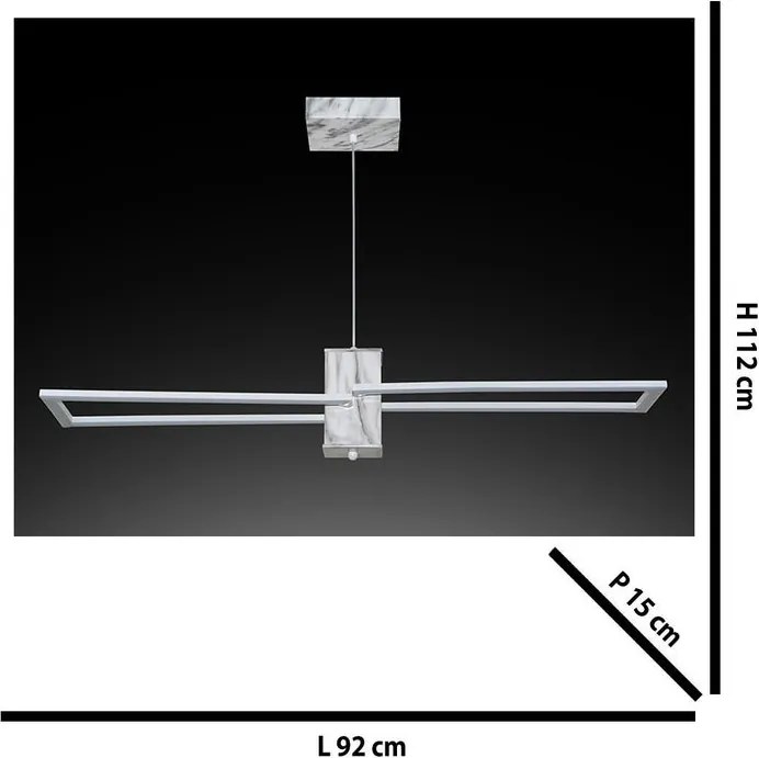 Lampadario LED design Sarita bianco, luce naturale 2500 lumen, NOVECENTO
