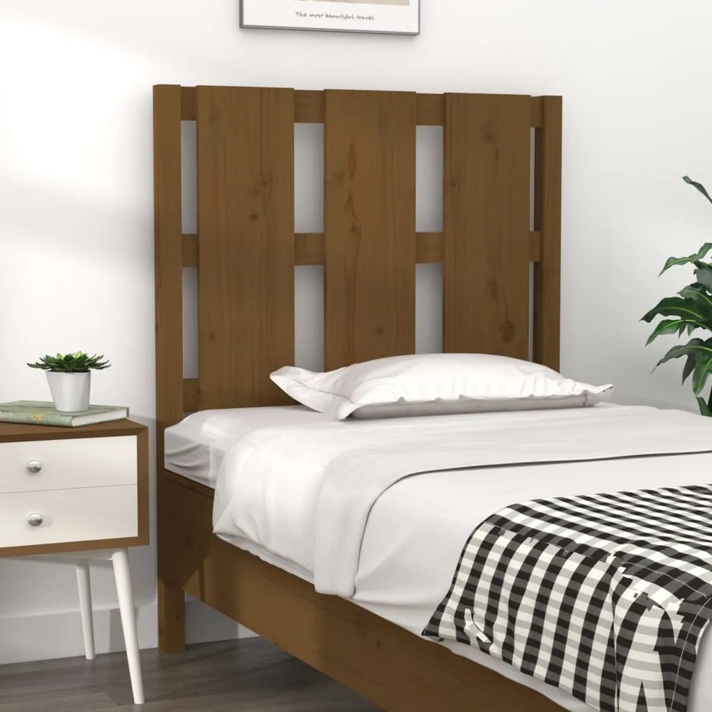 Testiera Per Letto Ambra 80,5x4x100cm İn Legno Massello Di Pino /
