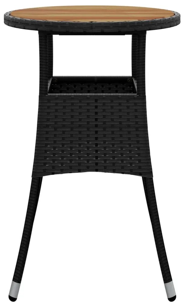 Tavolo giardino Ø60x75 cm massello acacia e polyrattan nero