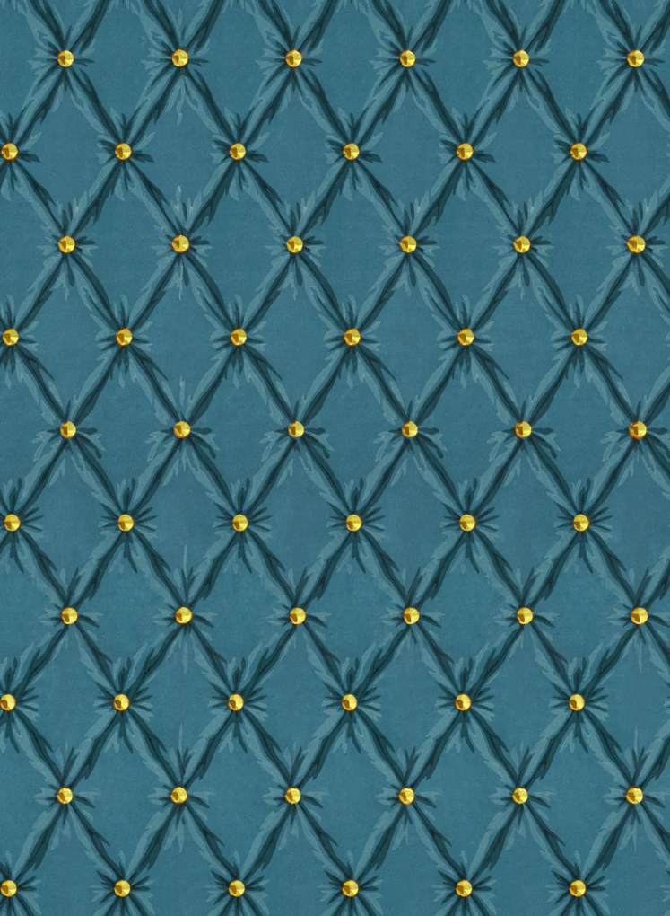 Mindthegap Carta da parati Tufted Panel - Blue/ Gold