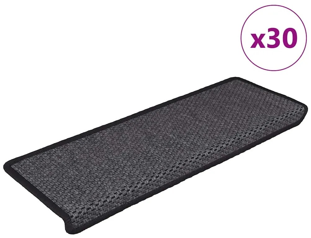 Tappeti Adesivi Scale Aspetto Sisal 30 Pz 65x21x4 Cm Antracite /