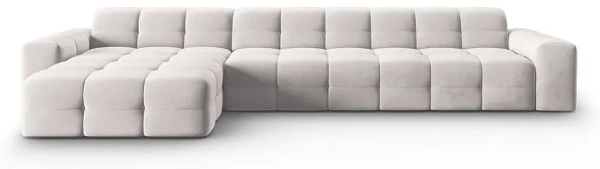 Divano angolare in velluto grigio chiaro (angolo sinistro) Kendal - Micadoni Home