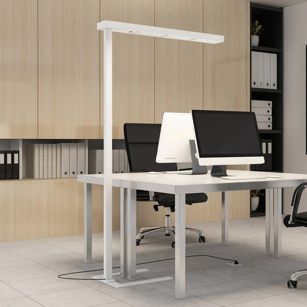 Arcchio Lampada da terra per ufficio Susi, bianco, sensore, dimmer a sfioramento Susi Arcchio, dimmerabile, Bianco / Opale, Studio / Ufficio, Alluminio, Moderno
