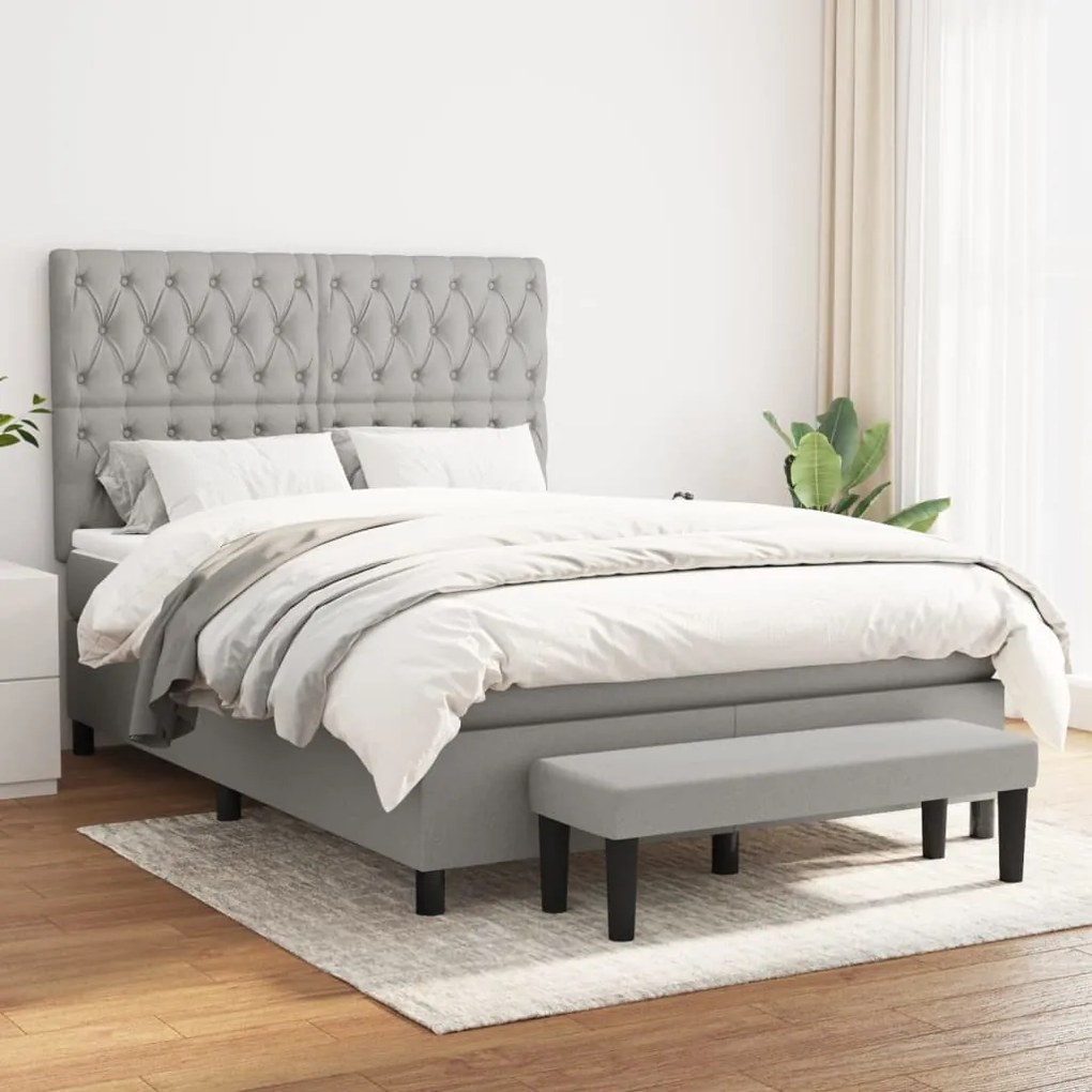 Giroletto A Molle Con Materasso Grigio Chiaro 140x190cm Tessuto /