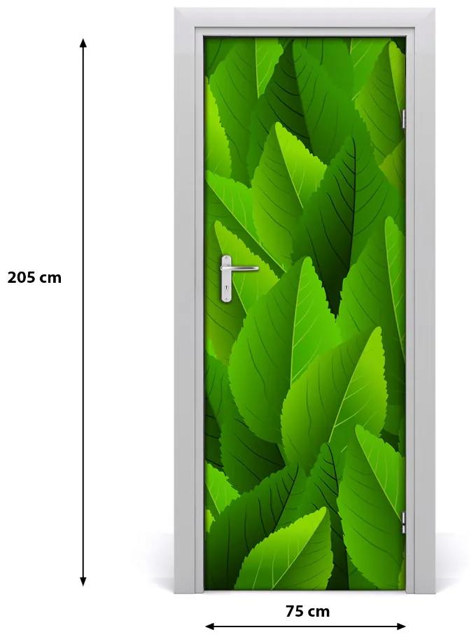 Adesivo per porta interna Foglie verdi 75x205 cm