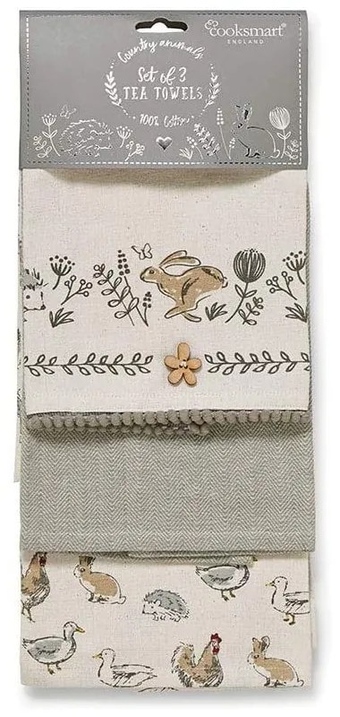 Set di strofinacci in cotone 3 pz 45x65 cm Country Animals – Cooksmart ®