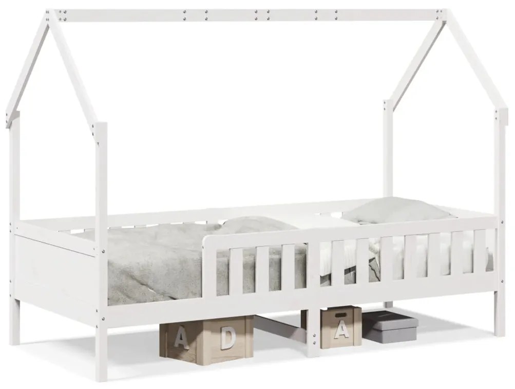 Giroletto casetta bambini bianco 90x190 cm legno massello pino