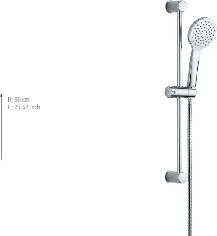 Set per doccia color argento lucido in acciaio inox con doccetta/con supporto scorrevole 60 cm No. 2 – Allstar