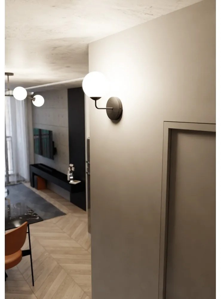 Applique da Parete in Acciaio e Vetro PREGOS K1 Nero/Bianco E14 Colore del corpo Nero
