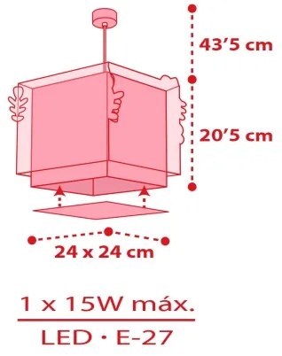 Dalber 73262 - Lampadario per bambini HELLO KITTY 1xE27/15W/230V rosa