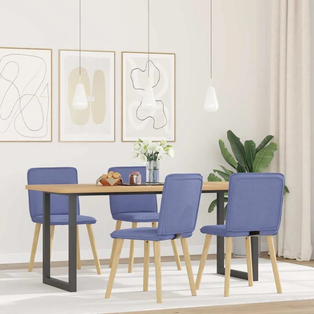 Sedie Da Pranzo 4 Pz Blu Jeans İn Tessuto /
