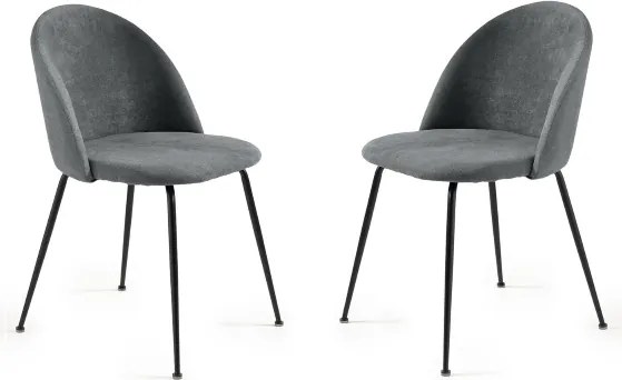Sedia da pranzo in tessuto Grigio Scuro e gambe metallo Nero - KAREN 2 sedie