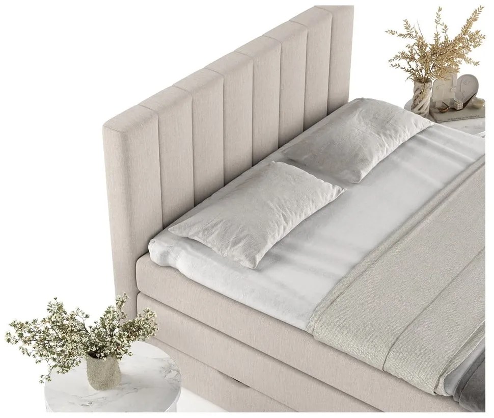 Letto boxspring beige con contenitore 200x200 cm Ruby - Maison de Rêve